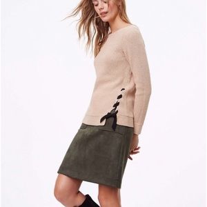 LOFT Camel Black Side Tie Sweater